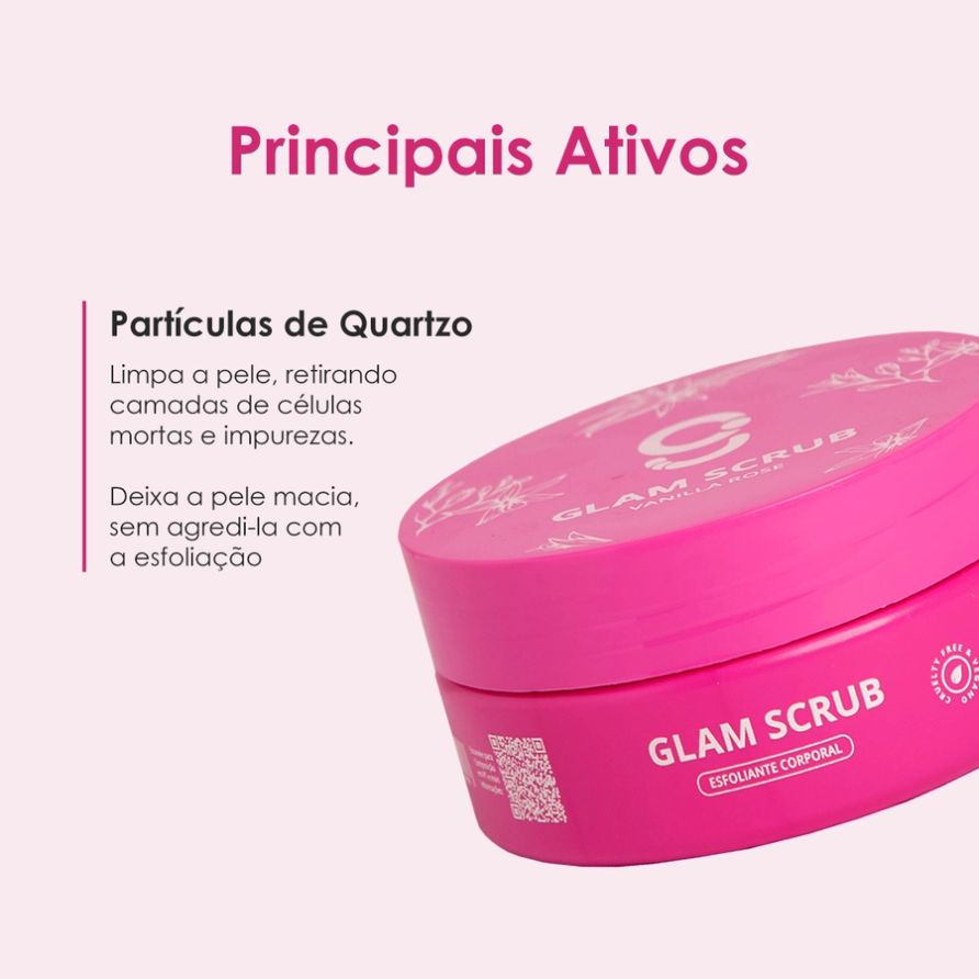 Esfoliante Corporal Glam Scrub Vanilla Rose Glam Beauty 150g 6