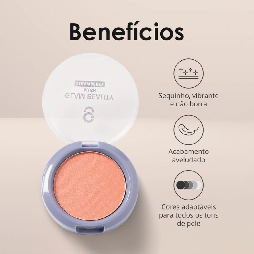 Blush em Pó Compacto Glam Beauty 5g 4