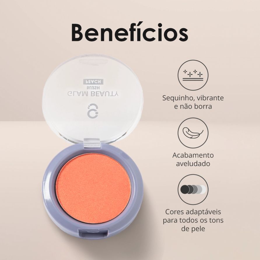 Blush em Pó Compacto Glam Beauty 5g 4