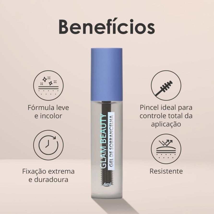 Gel de Sobrancelha Transparente Glam Beauty 3