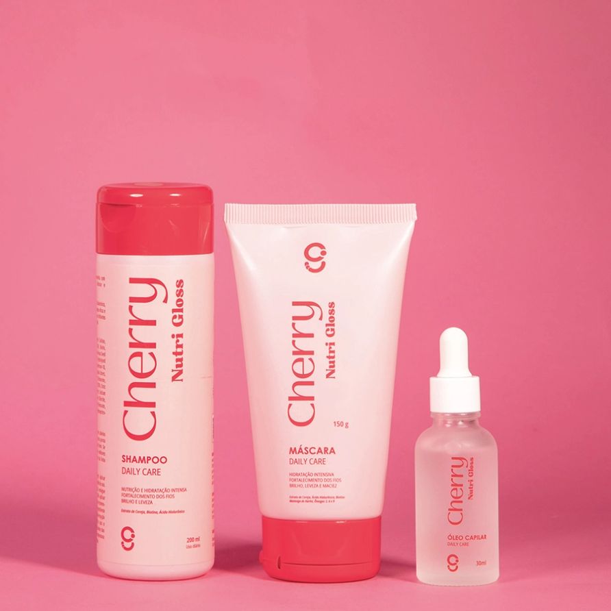 Kit Brilho de Salão Cherry Nutri Gloss Glam Beauty 3