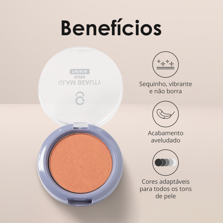 Blush em Pó Compacto Glam Beauty 5g 5