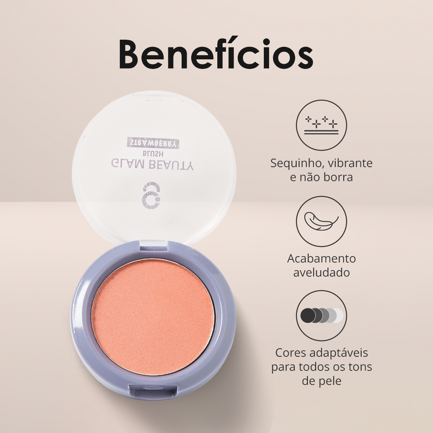 Blush em Pó Compacto Glam Beauty 5g 9
